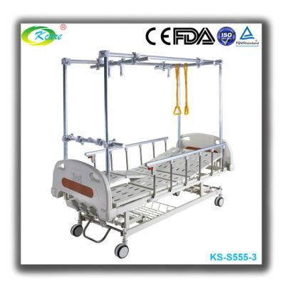 Folding Four-Crank Orthopedics Traction Hospital Bed with Metal Frame