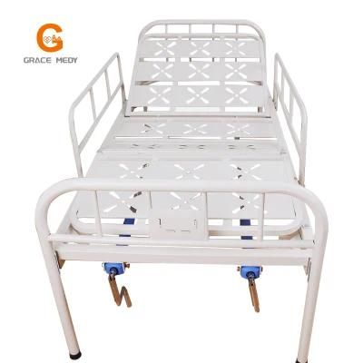 B04 Medical/Patient/Nursing/Fowler/ICU Bed Manufacturer ABS Two Cranks Manual Hospital Bed with Mattress and I. V Pole