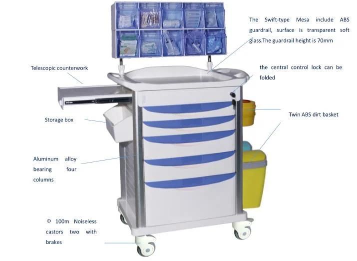 Avaialble Medical/Hospital Equipment/Furniture Anethesia Medical Trolley/Cart for Sale Factory Price