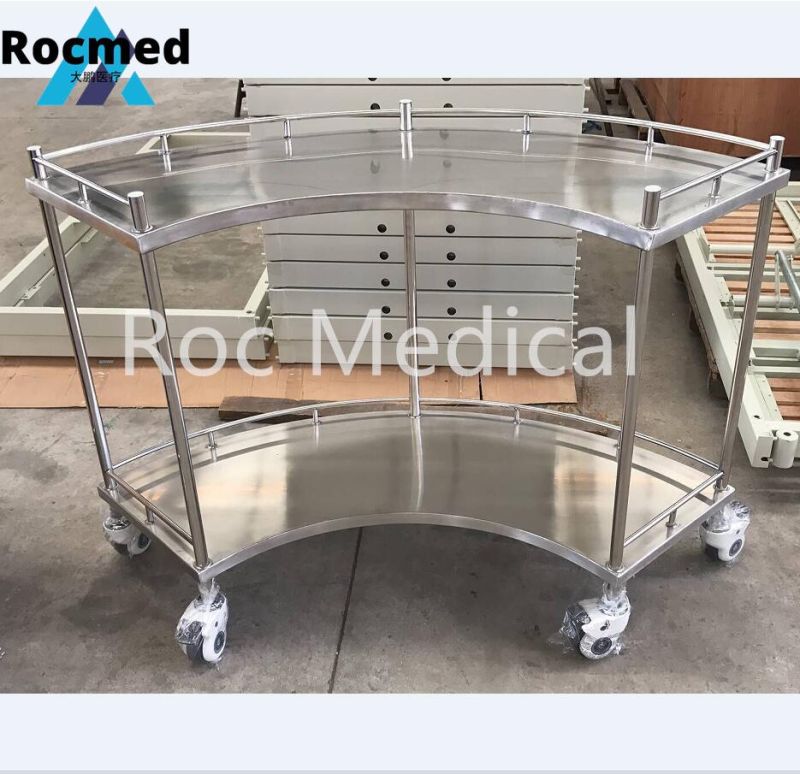 Hospital Furniture Medical Emergency Stainless Steel Instrument Dressing Treatment Nursing Crash Trolley Cart with Layers and Drawers/ABS Material Also Optional
