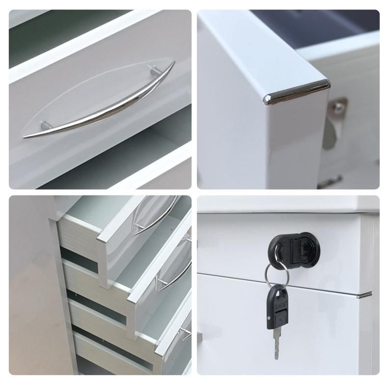 Handle Type Stainless Steel Medical Dental Portable Mobile Cabinet Cart
