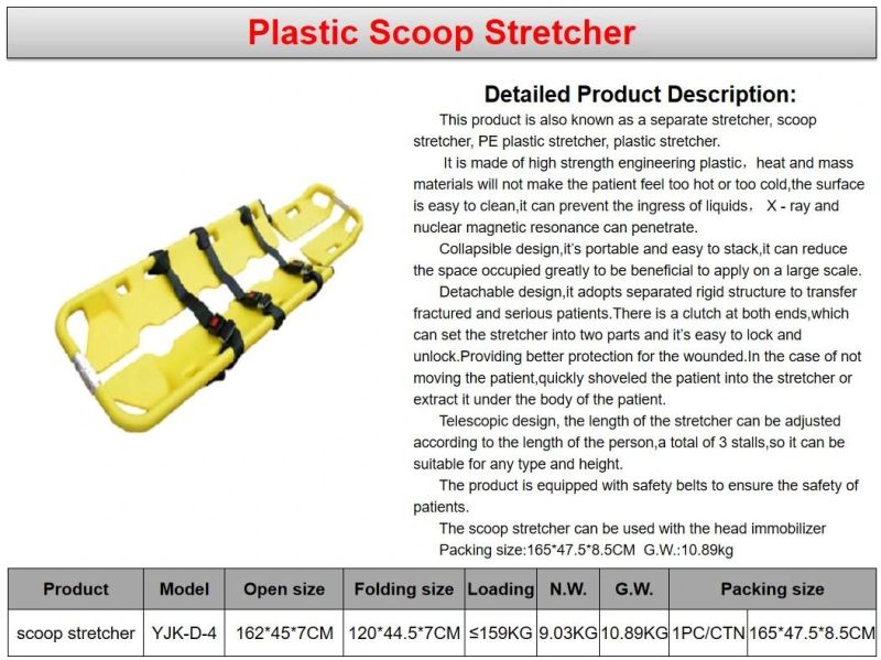 Stable Hospital Patient Transport Trauma Telescopic Scoop Stretcher