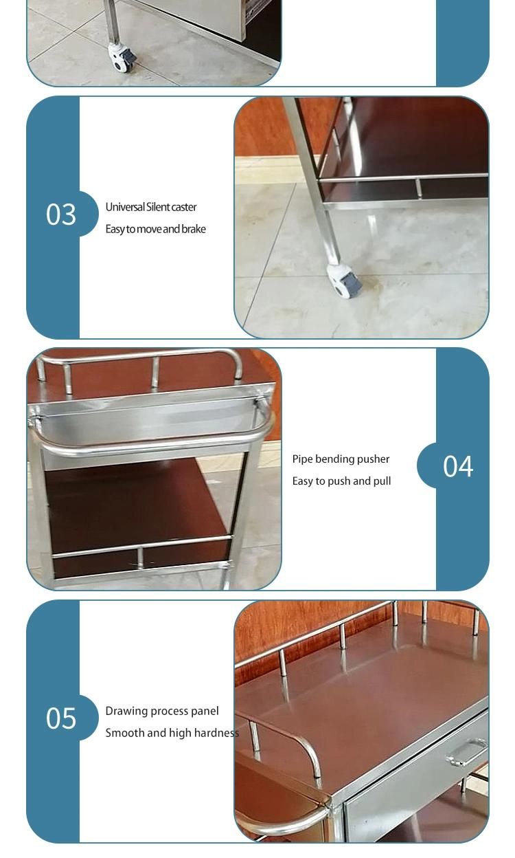 Three Layer Stainless Steel Treatment Cart Xt1142