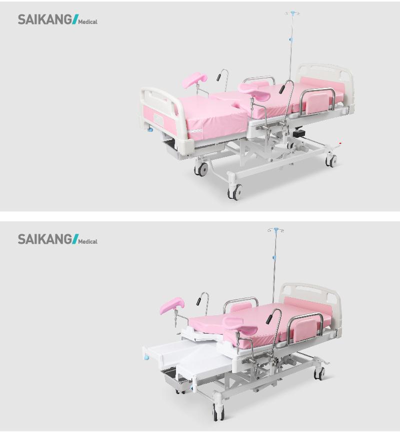 A98-3 Saikang Wholesale Movable Multifunction Foldable Gynecology Operating Delivery Hospital Bed with Wheels