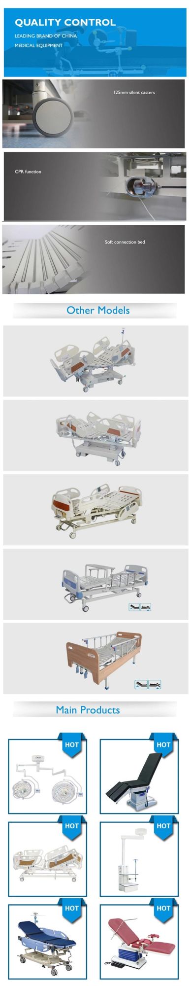 Patient OEM M7 Five Function ICU Electric Hospital Bed