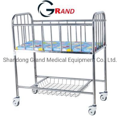 Hospital Equipment Medical Furniture Portable Stainless Steel Newborn Baby Bed Movable Baby Trolley Baby Cot