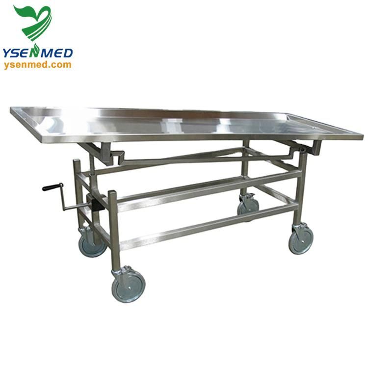 Medical Equipment Ystsc-2b Mortuary Equipment 304 Stainless Steel Hydraulic Corpse Trolley
