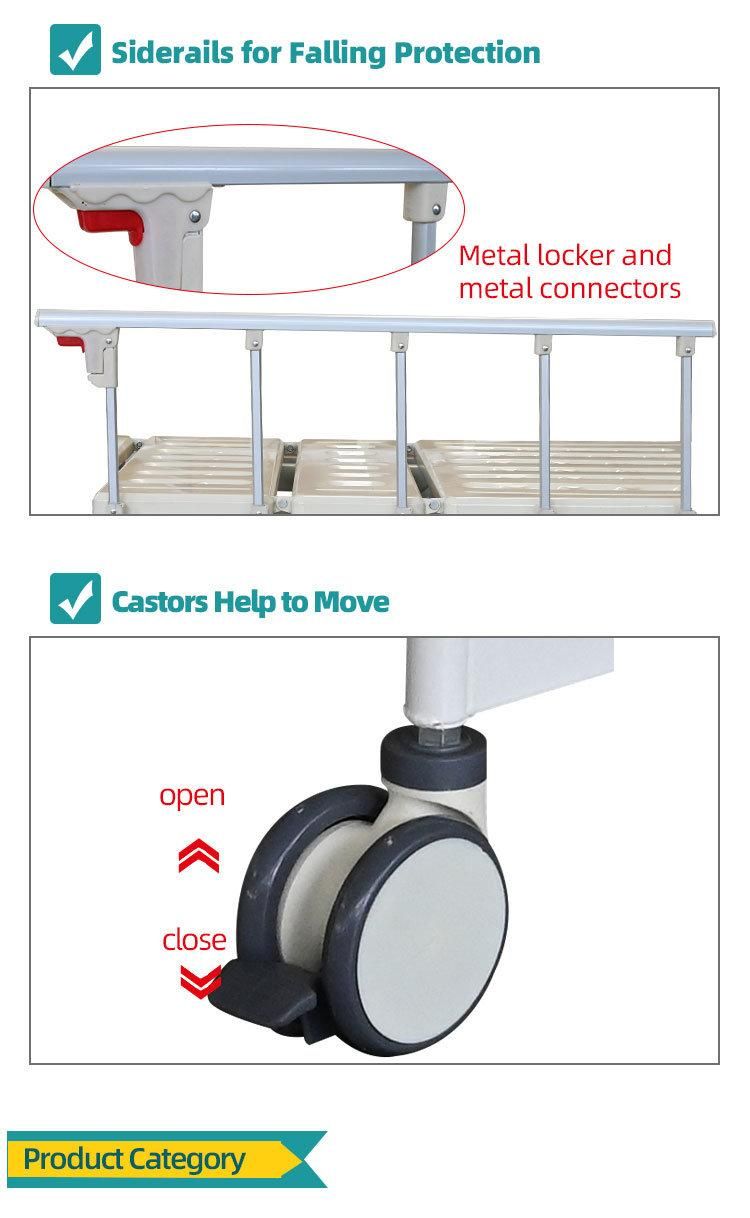 Manual Three Function Cost-Effective Hospital Bed Adjustable Height Medical Clinic Bed