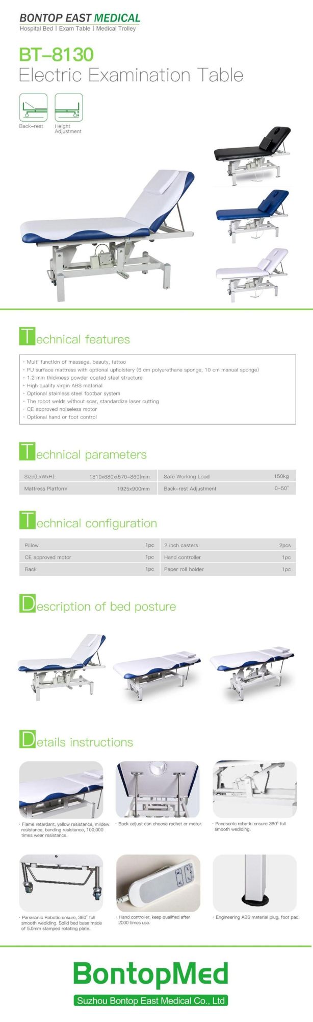 Electric Massage Table Beauty Facial Treatment Table Osteopathic Treatment Table