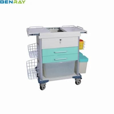 Emergecy Crash Cart Hospital Used Steel Anesthesia Trolley