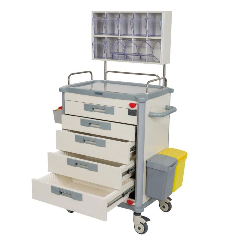 Mt Medical Hot Sales ABS Medical Trolley Cart with Five Drawers for Sale