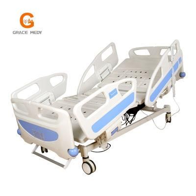Factory Medical Equipment 5 Function Electric Hospital Bed with Central Brake Central Control Casters