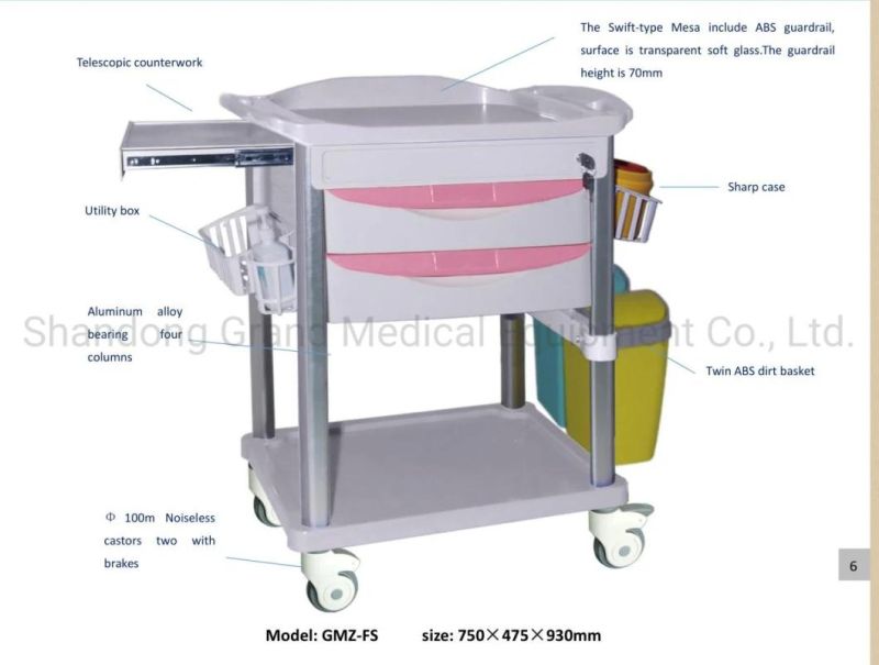 ABS Emergency Drugs Trolley Medical Trolley Manufactures Hot Sales