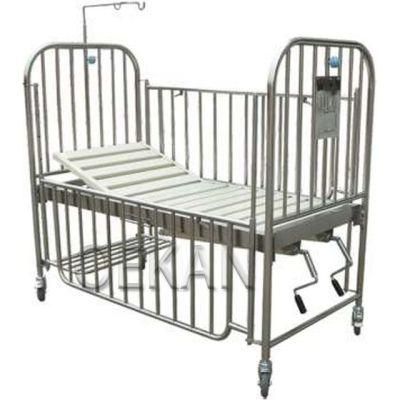 Hospital Metal Infant Crib Babies Clinic Medical 2 Crank Bed Kids Children Pediatric Bed with Casters