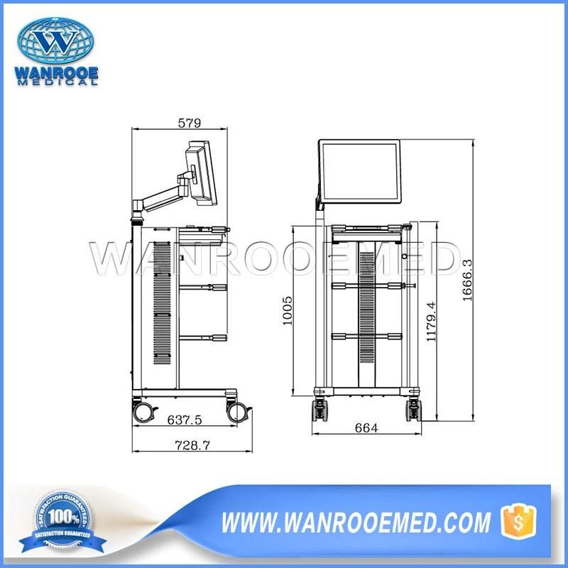 Bwt-003b Hospital Endoscope System Adjustable Workstation Cart ABS Customizable Medical Mobile Trolley Ready for Shipment