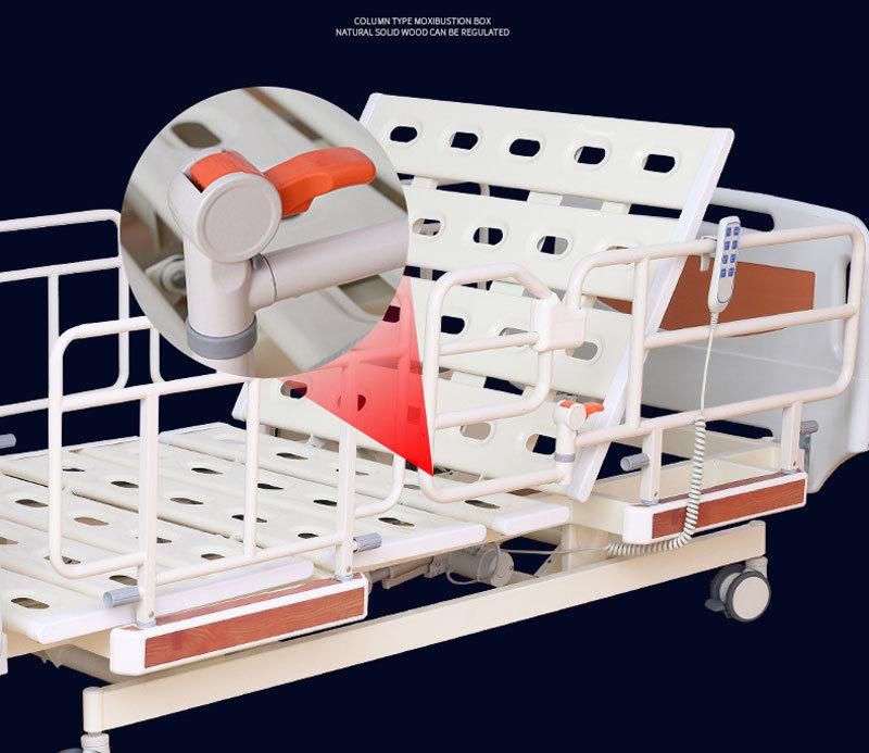 Cheap Multi-Functional Back-Lifting and Leg-Raising Convalescent Bed Folding Guardrail Hospital Bed