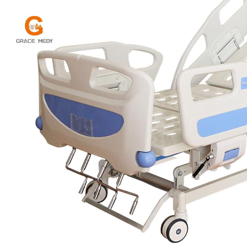 Medical Equipment Five Functions Manual Hospital Bed Four Cranks Medical ICU Nursing Bed