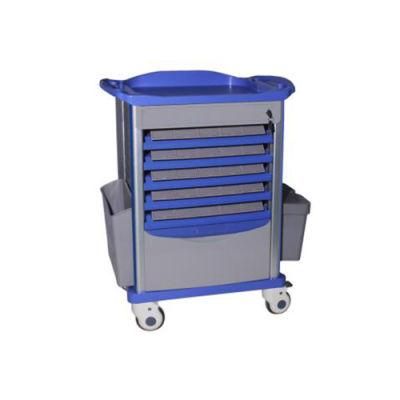 Hospital Patient Medical ABS Emergency Trolley Machine Medicine Cart with Drawers Wheels
