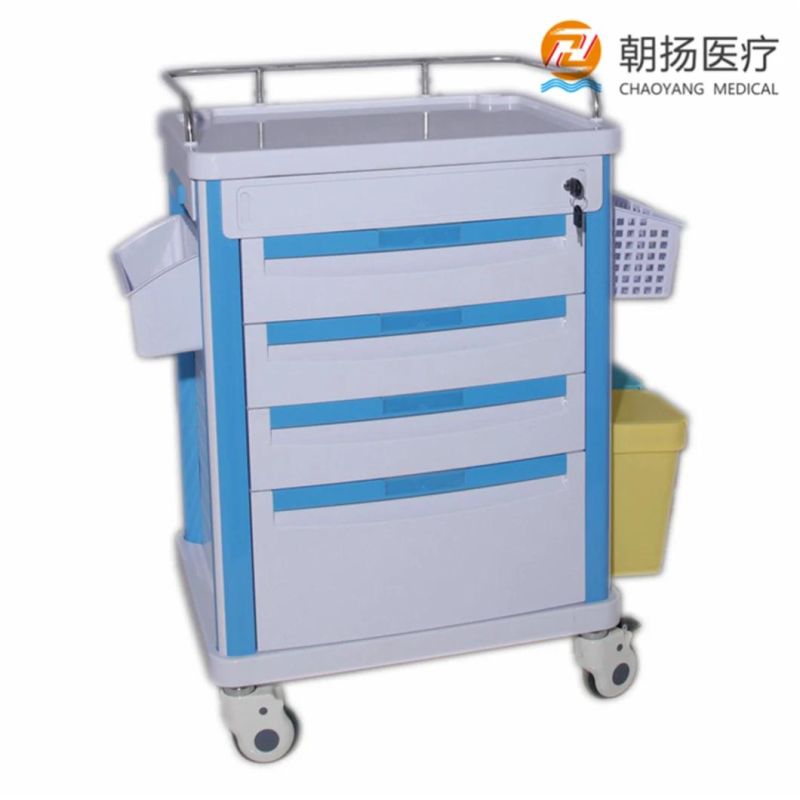 Hospital Equipment Mobile ABS Plastic Emergency Trolley Medicine Trolley Cy-D408