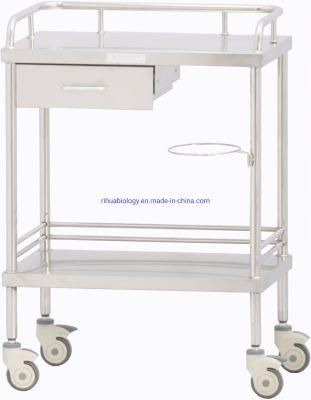 Hospital Stainless Steel Treatment Cart with Wheels