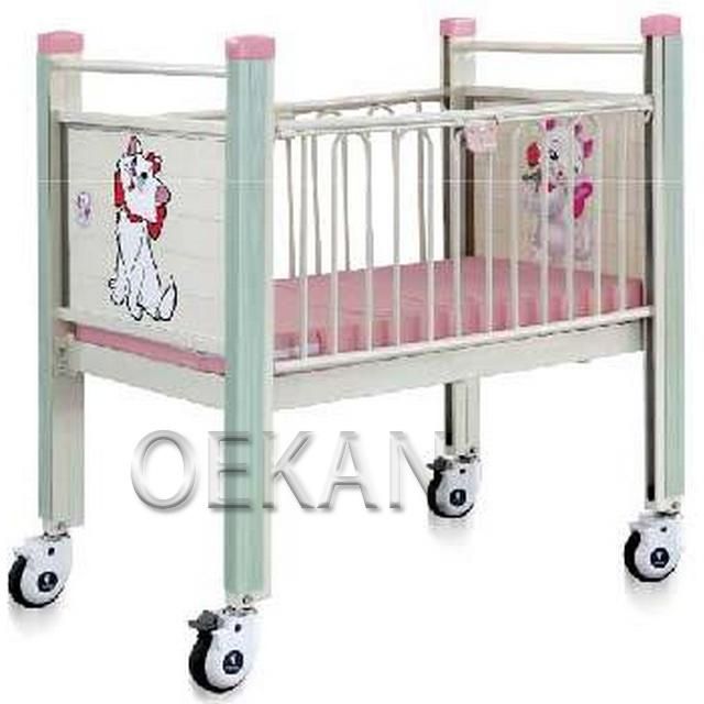 High Quality Hospital Furniture Medical Beds Children Kids Pediatric Side Rail Beds with Mattress