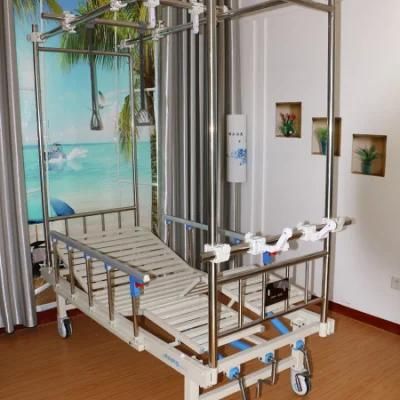 Hospital Equipment Stainless Steel Three-Function Hanging Leg Orthopedic Bed with Casters