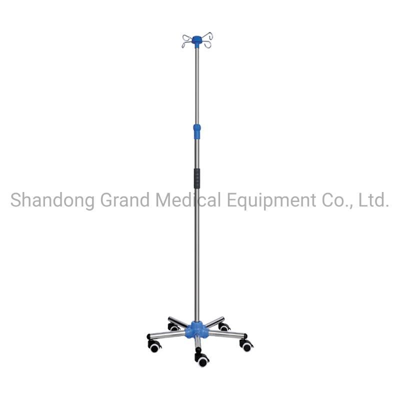 Height Adjustable Stainless Steel IV Pole Infusion Stand