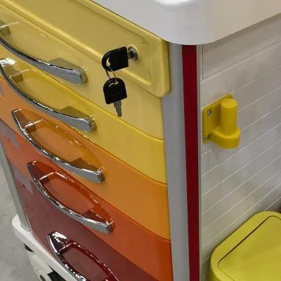 New Italy Design Hospital Furniture ABS Emergency Cart Trolley Medical Prices Medical Device Hospital Equipment Medical Supplier
