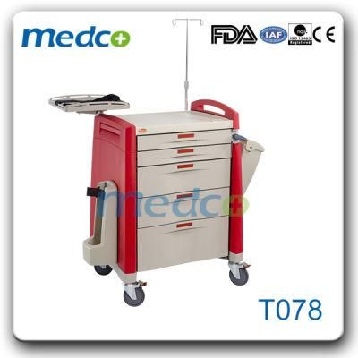 Medical ABS Plastic Anesthesia Medicine Emergency Trolley of Hospital Furniture