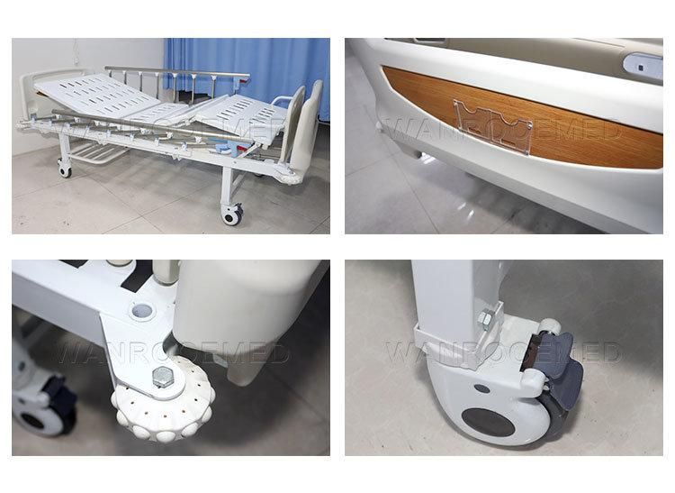 Bam205 Two Crank Hospital Manual Folding Clinic ICU Care Patient Delivery Bed with Side Rail