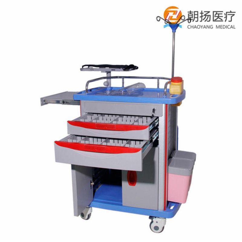 High Quality Movable Hospital Medical ABS Plastic Trolley Emergency Crash Cart for Sale Cy-D409