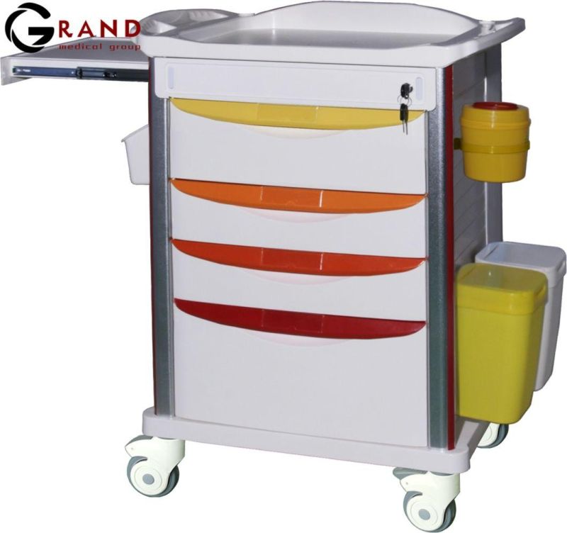 Practical Design High Durable Hospital Furniture Cart ABS Medical Medicine and Emergency Treatments Trolley