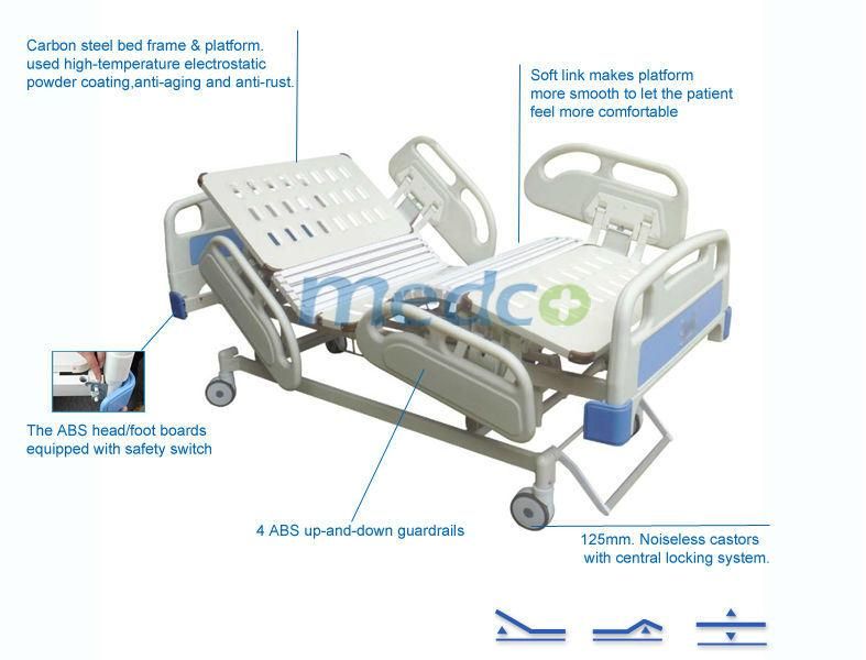 New Design Adjustable Folding Electric Hospital ICU Three Functions Bed with Ce/ISO