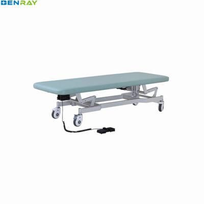 Hospital Steel Frame with Foot Pedal Electric Examination Table Couch
