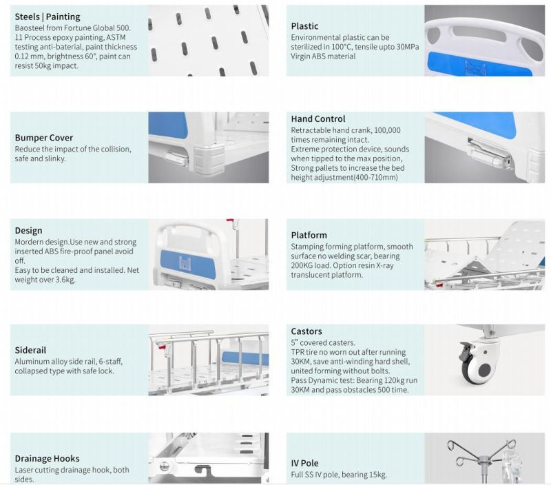 Three Functions Manual Nusing Hospital Bed