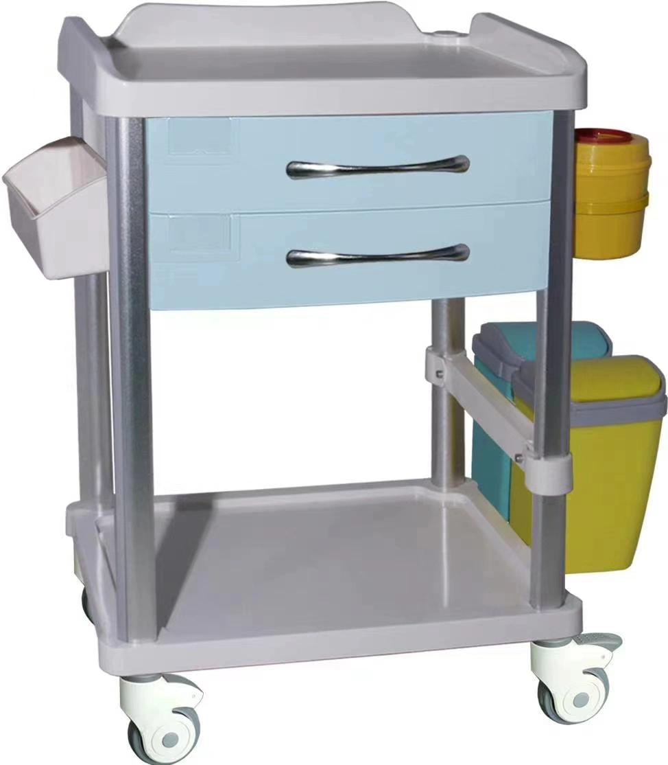 Hospital Color Emergency Cart Nurse Station Portable Medical Infusion Trolley with Drawer