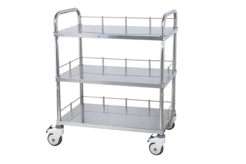 Hospital Equipment Medical Furniture Operating Room 3-Tier/Layers Portable Stainless Steel Instrument Cart/Trolley in Hospital
