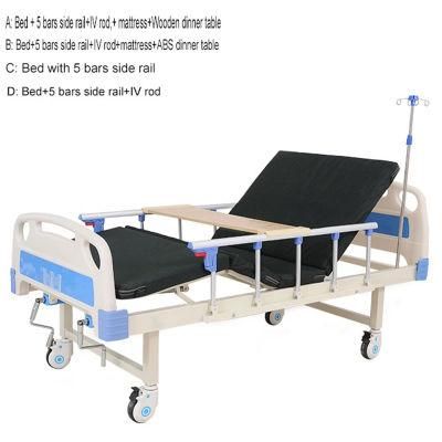 Cheap Price 2 Cranks Manual Adjustable Hospital Bed with Aluminum Side Rail