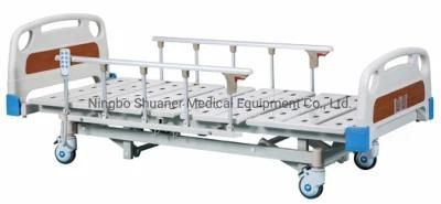 Hospital Equipment 3 Functions Manual Hospital Bed Medical Bed with Plastic Side Rail for Patient