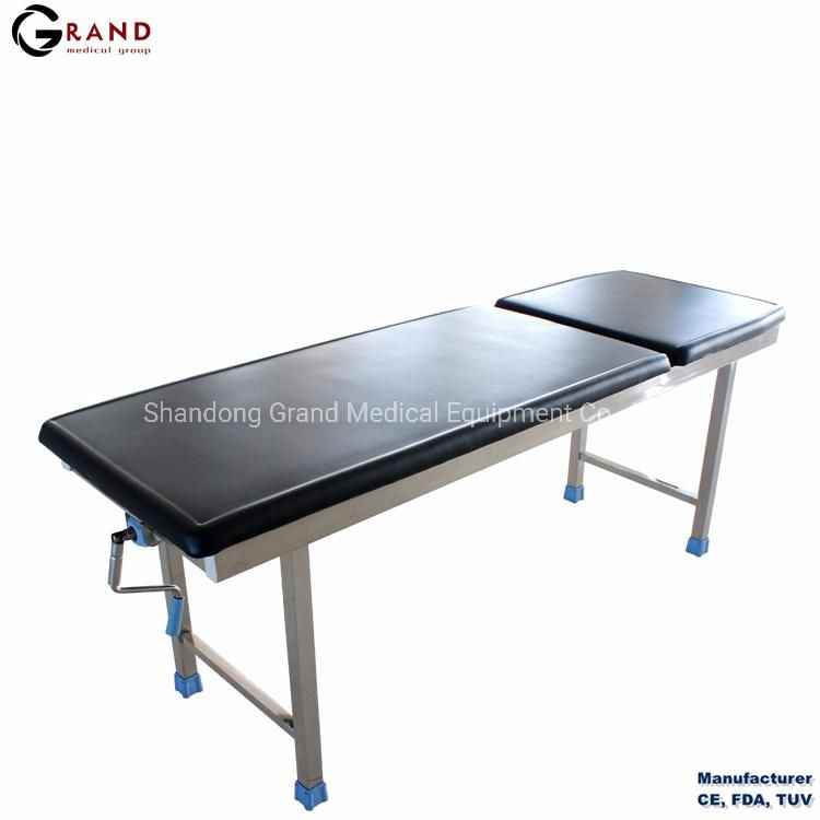 Surgical Table Operating Theater Table Manual Medical Examination Bed Couch, Stainless Steel Semi-Fowler Examination Table with Backrest Surgical Instrument