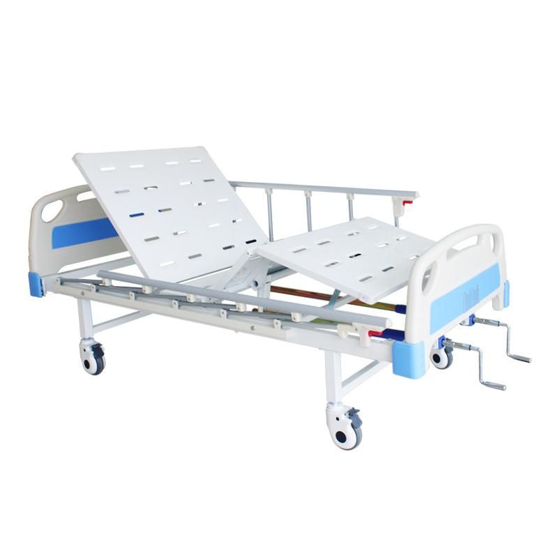 HS5151A 2 Cranks 2 Function Manual Hospital Medical Nursing Bed with Foldable Side Rails