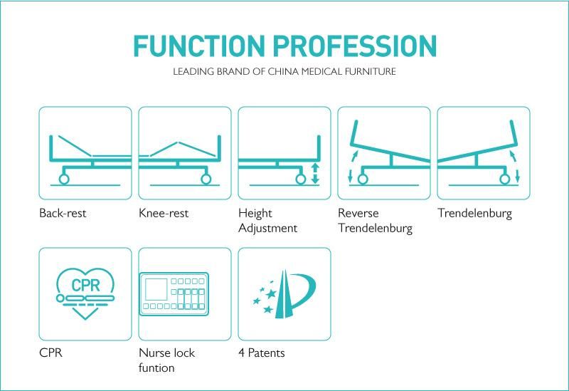 Sk001-15 Large Hospital 5-Function ICU Electric Medical Bed for Day Care