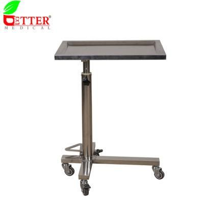 Hospital #304 Stainless Steel Height Adjustable Hydraulic Mayo Table