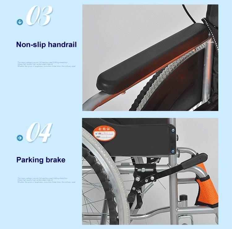 PU Leather Material Folding Manual Wheelchair