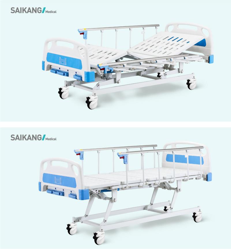 A3w Manual Disabled Hospital Furniture Medical Clinic Bed with Three Crank for ICU Room