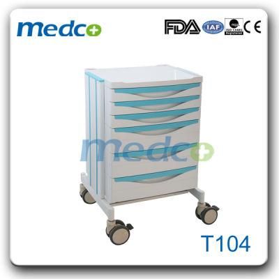Hospital Furniture ABS Treatment Cart Nursing Trolley with Drawers