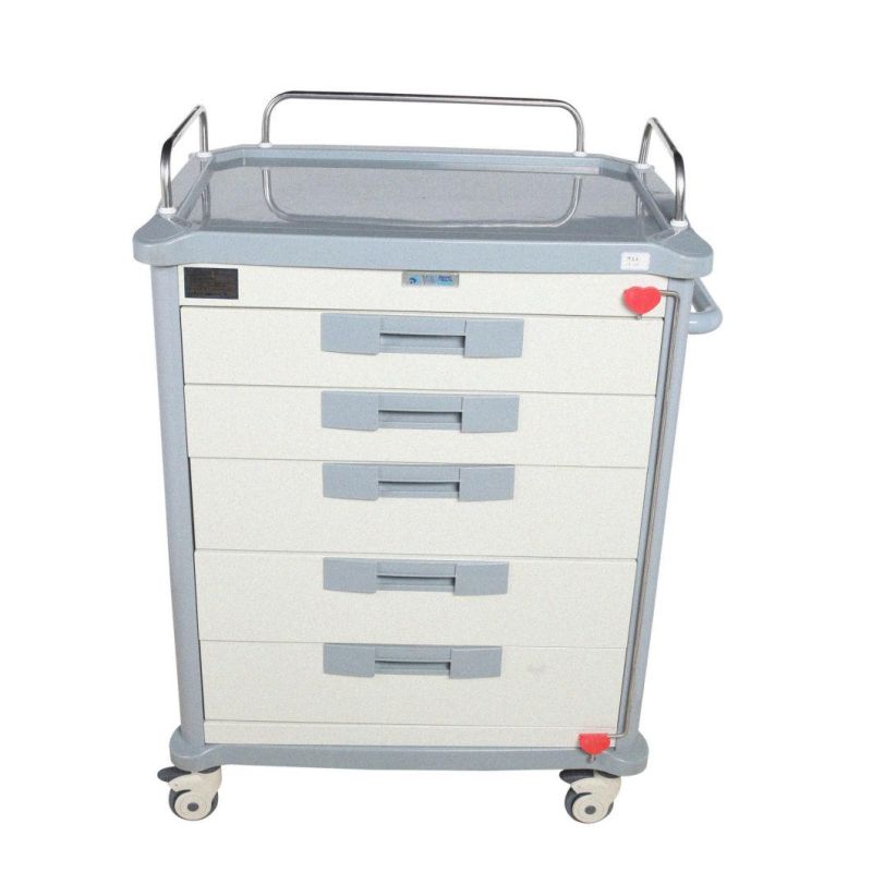 5 Drawers Medical Equipment Hospital Mobile Anesthesia Emergency Trolley Cart