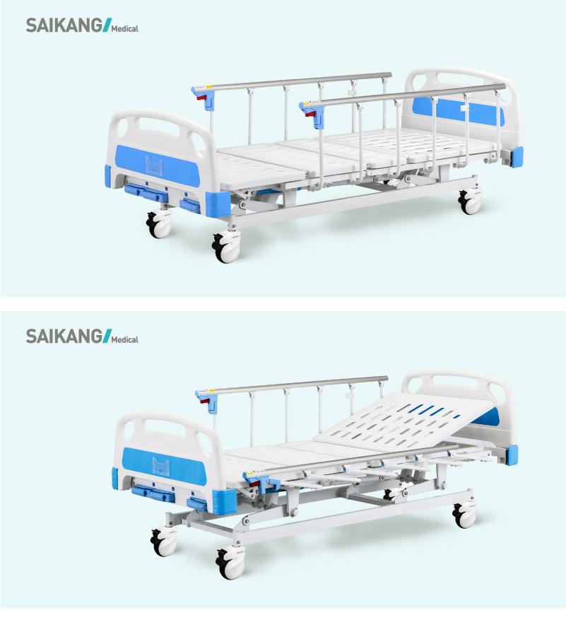 A3w Manual Disabled Hospital Furniture Medical Clinic Bed with Three Crank for ICU Room