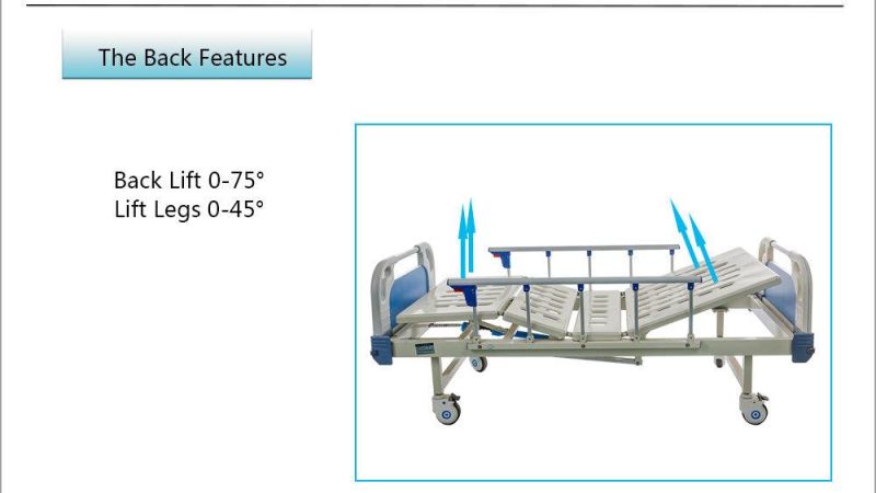 Hospital Surgical Furniture 2 Function Adjustable Nursing Bed Patient Care Bc02-2A