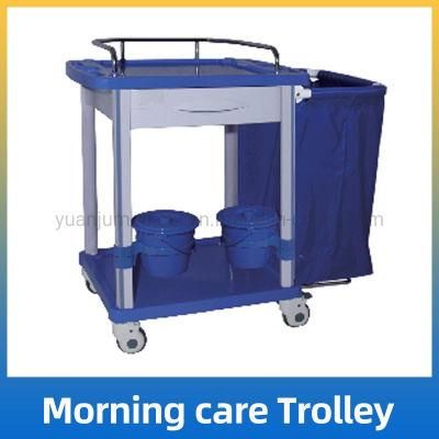 Double Waste Trolley Bin ABS Material Base Hospital Laundry Trolley for Morning Nursing